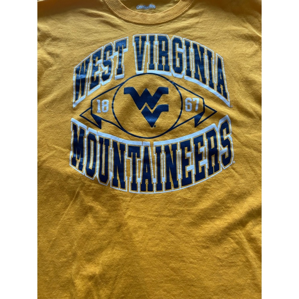 Captivating West Virginia Mountaineers T-Shirt Gold Graphic Tee XL WVU NCAA